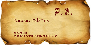Pascus Márk névjegykártya